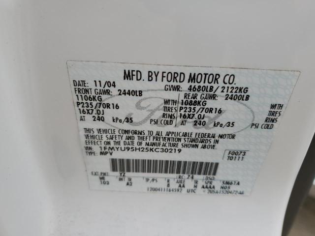 Photo 10 from auction – 2005 FORD ESCAPE HEV with VIN 1FMYU95H25KC30219