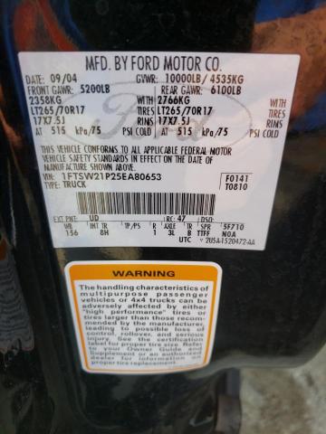 Photo 10 from auction – 2005 FORD F250 SUPER with VIN 1FTSW21P25EA80653