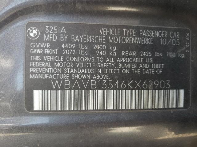 Photo 10 from auction – 2006 BMW 325 I with VIN WBAVB13546KX62903