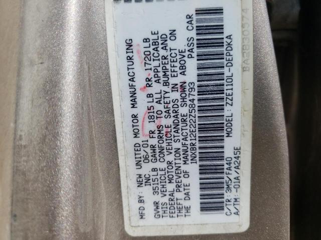 Photo 10 from auction – 2002 TOYOTA COROLLA CE with VIN 1NXBR12E22Z584793