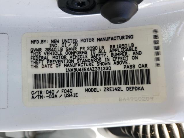 Zdjęcie 10 z aukcji – 2010 TOYOTA COROLLA BA z VIN 1NXBU4EEXAZ331330