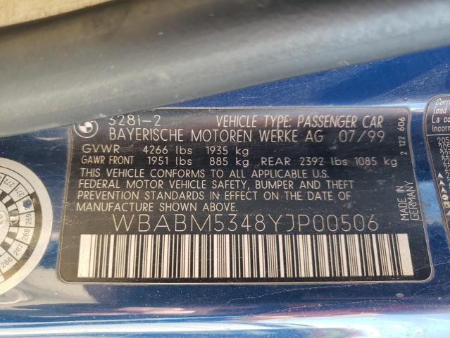 Photo 10 from auction – 2000 BMW 328 CI with VIN WBABM5348YJP00506