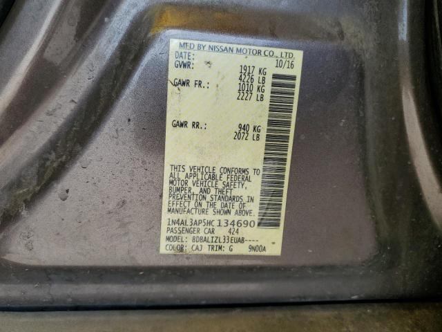Photo 10 from auction – 2017 NISSAN ALTIMA 2.5 with VIN 1N4AL3AP5HC134690