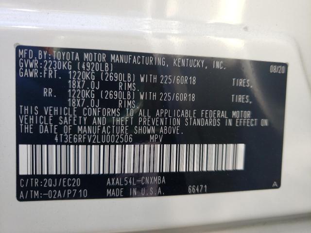 Photo 10 from auction – 2020 TOYOTA RAV4 XSE with VIN 4T3E6RFV2LU002506