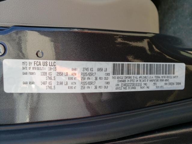Photo 10 from auction – 2016 DODGE GRAND CARA with VIN 2C4RDGCG7GR161216