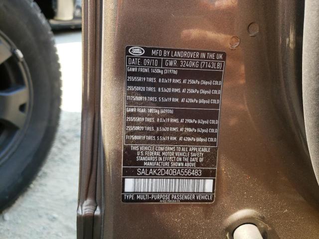 Photo 10 from auction – 2011 LAND ROVER LR4 HSE LU with VIN SALAK2D40BA556483