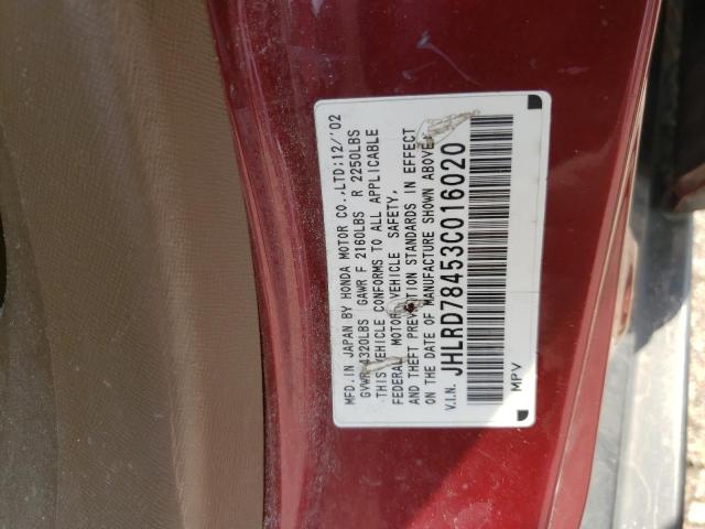 Photo 10 from auction – 2003 HONDA CR-V LX with VIN JHLRD78453C016020
