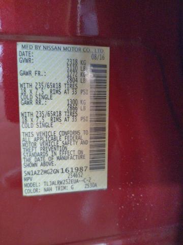 Photo 10 from auction – 2016 NISSAN MURANO S with VIN 5N1AZ2MG2GN161987
