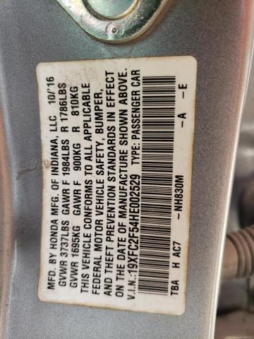 Photo 10 from auction – 2017 HONDA CIVIC LX with VIN 19XFC2F54HE002529