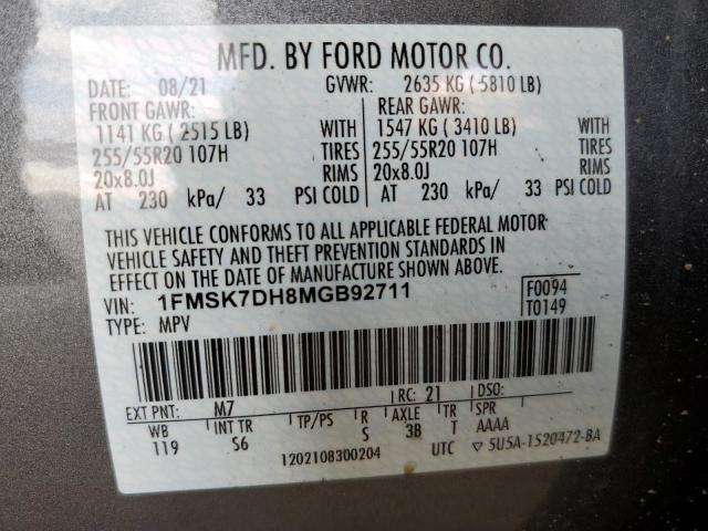 Photo 10 from auction – 2021 FORD EXPLORER X with VIN 1FMSK7DH8MGB92711