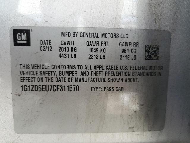 Photo 10 from auction – 2012 CHEVROLET MALIBU 2LT with VIN 1G1ZD5EU7CF311570