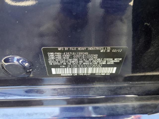 Photo 10 from auction – 2012 SUBARU IMPREZA WR with VIN JF1GR7E61CG226592