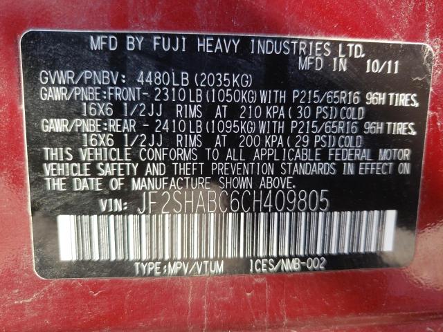 Photo 10 from auction – 2012 SUBARU FORESTER 2 with VIN JF2SHABC6CH409805