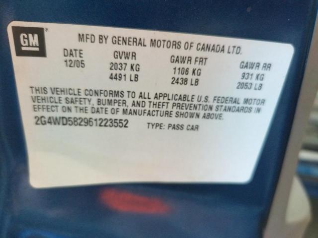 Photo 10 from auction – 2006 BUICK LACROSSE C with VIN 2G4WD582961223552