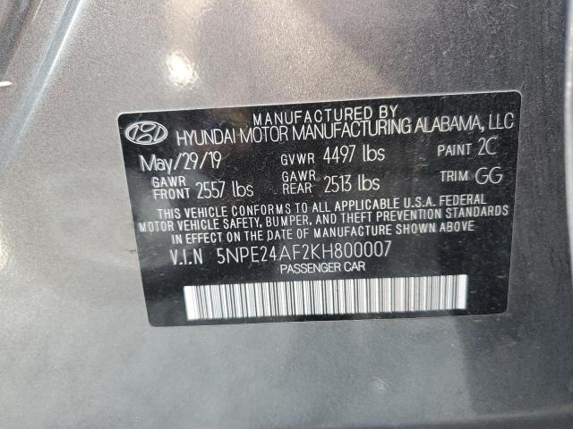 Photo 10 from auction – 2019 HYUNDAI SONATA SE with VIN 5NPE24AF2KH800007