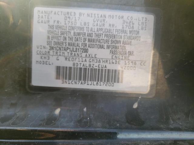 Photo 10 from auction – 2018 NISSAN VERSA S with VIN 3N1CN7AP1JL817200