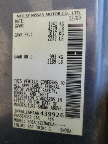 Photo 10 from auction – 2010 NISSAN ALTIMA BAS with VIN 1N4AL2AP4AN439926