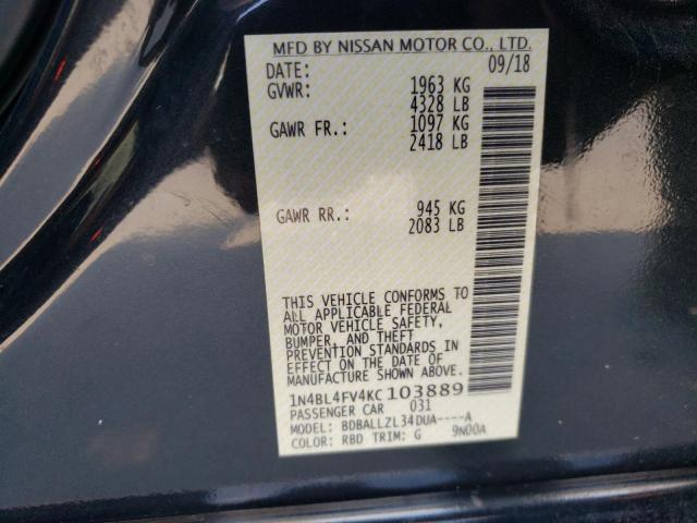 Photo 10 from auction – 2019 NISSAN ALTIMA PLA with VIN 1N4BL4FV4KC103889