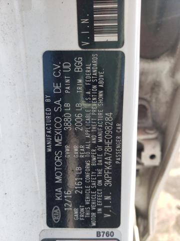 Photo 10 from auction – 2017 KIA FORTE LX with VIN 3KPFK4A78HE098284