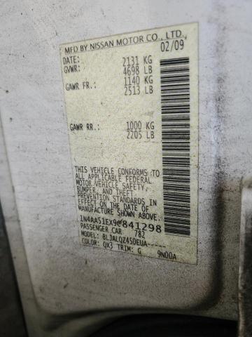Photo 10 from auction – 2009 NISSAN MAXIMA S with VIN 1N4AA51EX9C841298