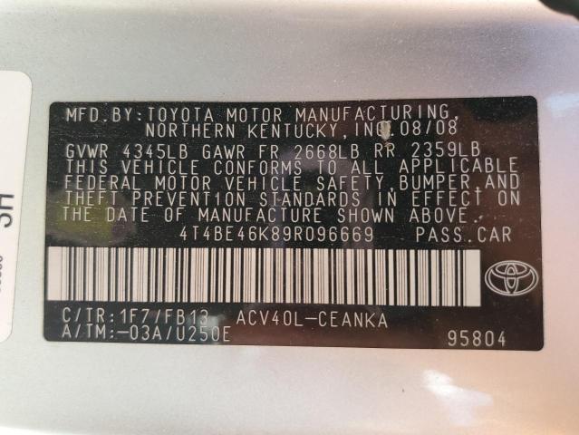 Photo 10 from auction – 2009 TOYOTA CAMRY BASE with VIN 4T4BE46K89R096669