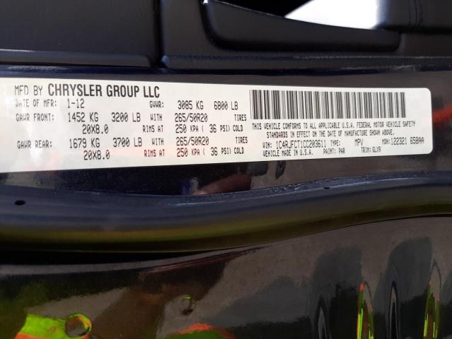 Photo 10 from auction – 2012 JEEP GRAND CHER with VIN 1C4RJFCT1CC203611