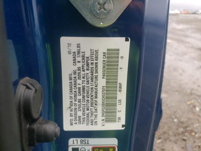Photo 10 from auction – 2012 HONDA CIVIC EX with VIN 2HGFG3B85CH527074