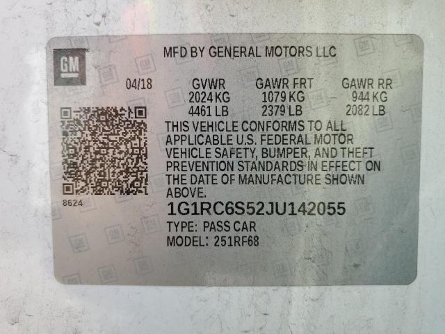 Photo 10 from auction – 2018 CHEVROLET VOLT LT with VIN 1G1RC6S52JU142055