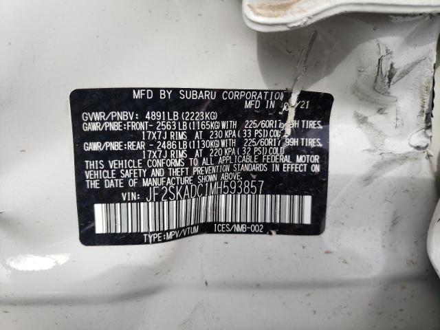 Photo 10 from auction – 2021 SUBARU FORESTER with VIN JF2SKADC1MH593857
