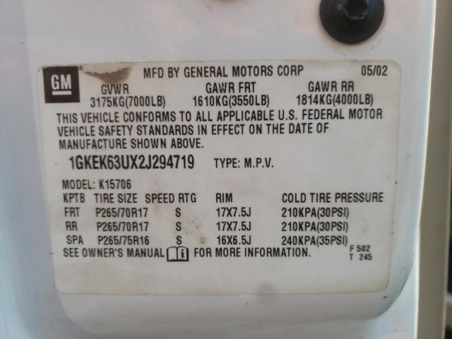 Photo 10 from auction – 2002 GMC DENALI with VIN 1GKEK63UX2J294719