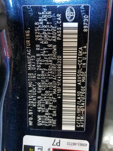 Photo 10 from auction – 2013 TOYOTA CAMRY L with VIN 4T1BF1FK4DU686320