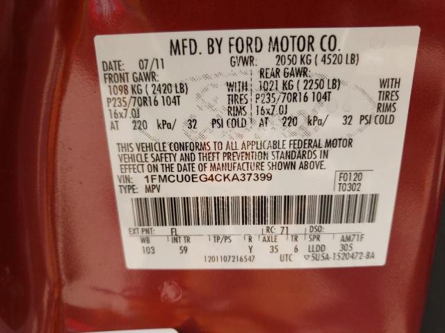Photo 10 from auction – 2012 FORD ESCAPE LIM with VIN 1FMCU0EG4CKA37399