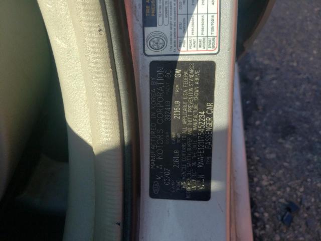 Photo 10 from auction – 2007 KIA SPECTRA EX with VIN KNAFE121175452234