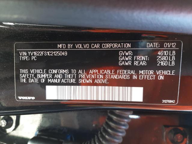 Photo 10 from auction – 2012 VOLVO S60 T5 with VIN YV1622FS1C2125049