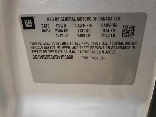 Photo 10 from auction – 2013 CHEVROLET IMPALA LT with VIN 2G1WG5E3XD1156068