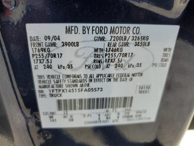 Photo 10 from auction – 2005 FORD F150 with VIN 1FTPX14515FA05573