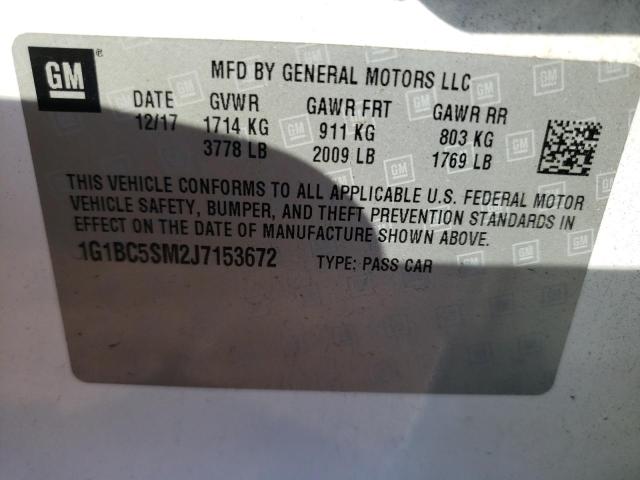 Photo 10 from auction – 2018 CHEVROLET CRUZE LS with VIN 1G1BC5SM2J7153672