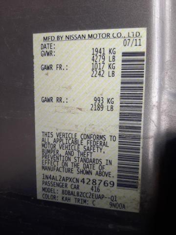 Photo 10 from auction – 2012 NISSAN ALTIMA BAS with VIN 1N4AL2APXCN428769