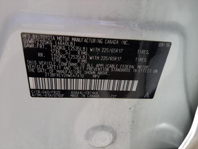 Photo 10 from auction – 2017 TOYOTA RAV4 LE with VIN 2T3BFREV2HW547410