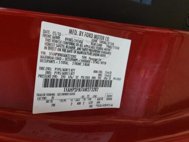 Photo 10 from auction – 2010 FORD FOCUS SE with VIN 1FAHP3FN7AW273282
