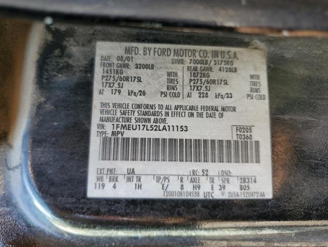 Photo 10 from auction – 2002 FORD EXPEDITION with VIN 1FMEU17L52LA11153