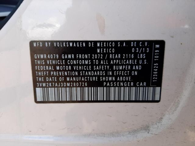 Photo 10 from auction – 2013 VOLKSWAGEN JETTA BASE with VIN 3VW2K7AJ3DM280726