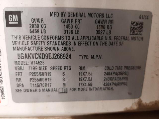 Photo 10 from auction – 2014 BUICK ENCLAVE with VIN 5GAKVCKD9EJ266924