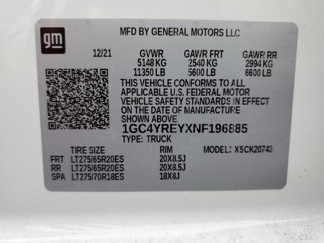 Photo 10 from auction – 2022 CHEVROLET SILVERADO with VIN 1GC4YREYXNF196885