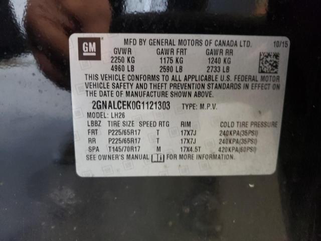 Photo 10 from auction – 2016 CHEVROLET EQUINOX LT with VIN 2GNALCEK0G1121303