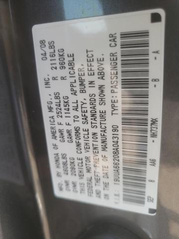 Photo 10 from auction – 2008 ACURA TL with VIN 19UUA66208A043190