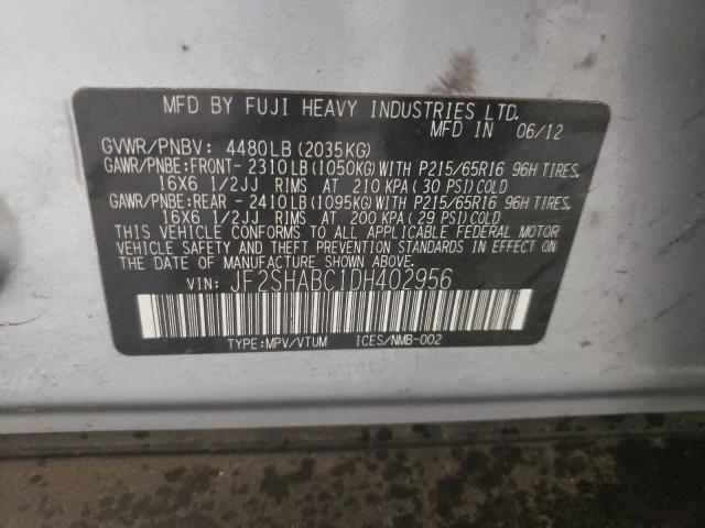 Photo 10 from auction – 2013 SUBARU FORESTER 2 with VIN JF2SHABC1DH402956