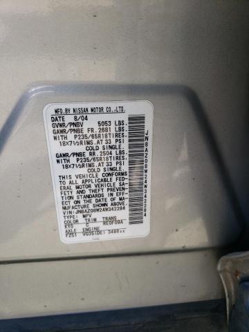 Photo 10 from auction – 2004 NISSAN MURANO SL with VIN JN8AZ08W24W342284