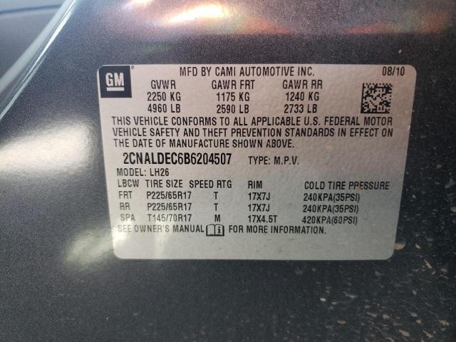 Photo 10 from auction – 2011 CHEVROLET EQUINOX LT with VIN 2CNALDEC6B6204507