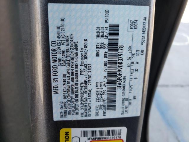Photo 10 from auction – 2013 FORD FUSION SE with VIN 3FA6P0H99DR379178